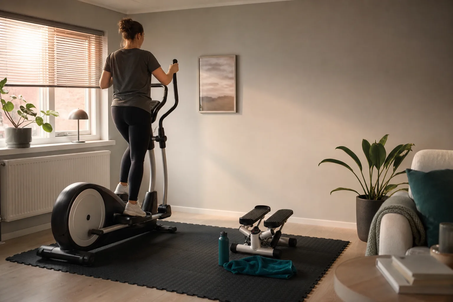 Crosstrainer och stepper sida vid sida