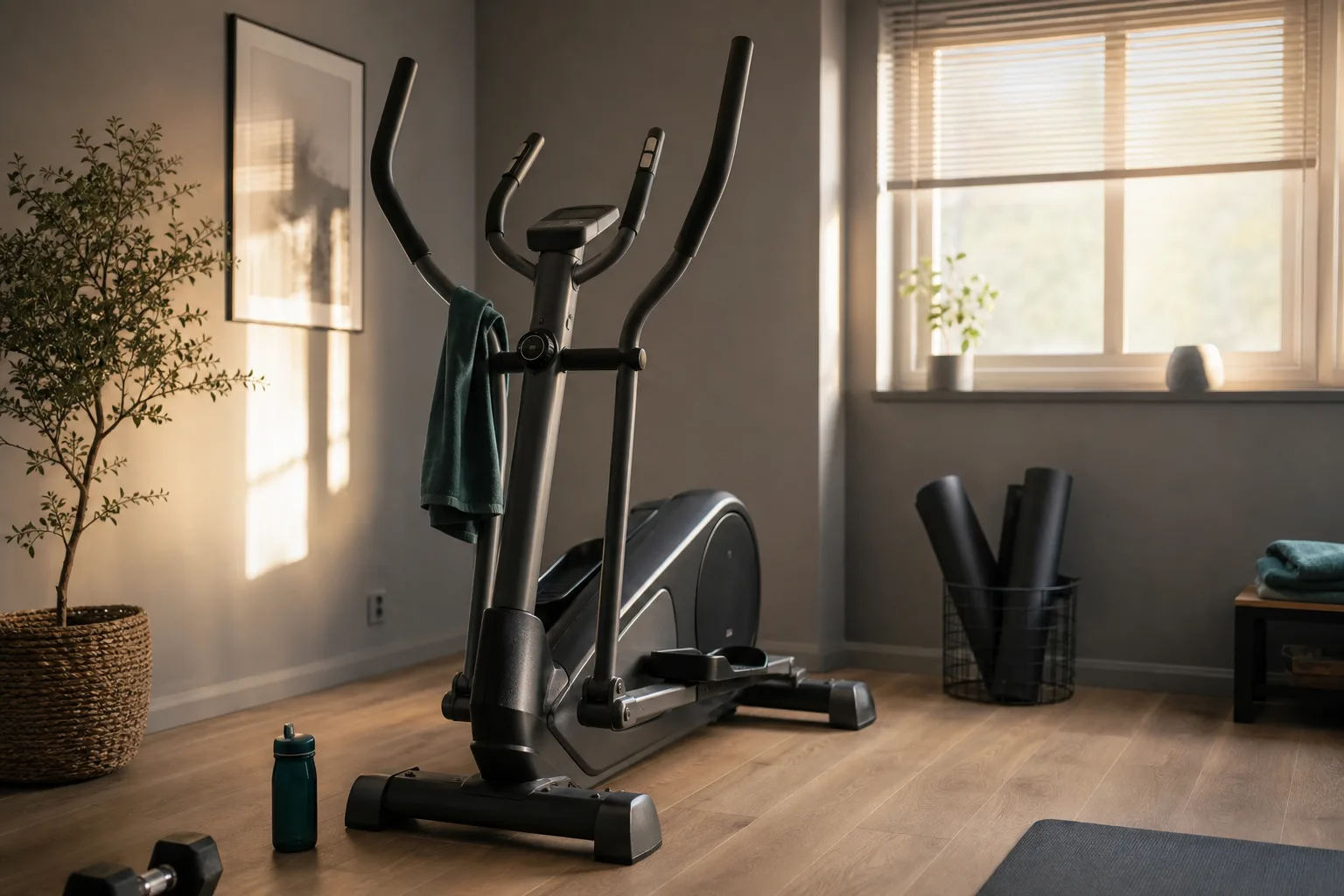 Crosstrainer med motståndskontroller för intervallträning