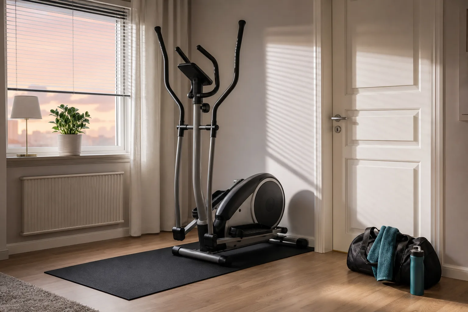 Crosstrainer i ett hemmarum jämfört med ett gymgolv