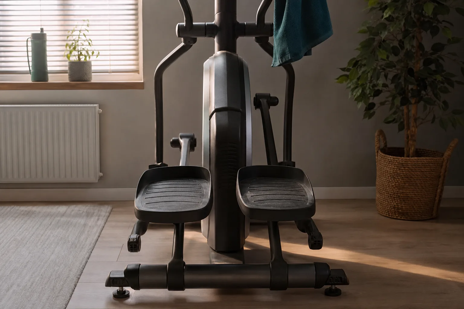 Närbild på pedalavståndet sedd framifrån